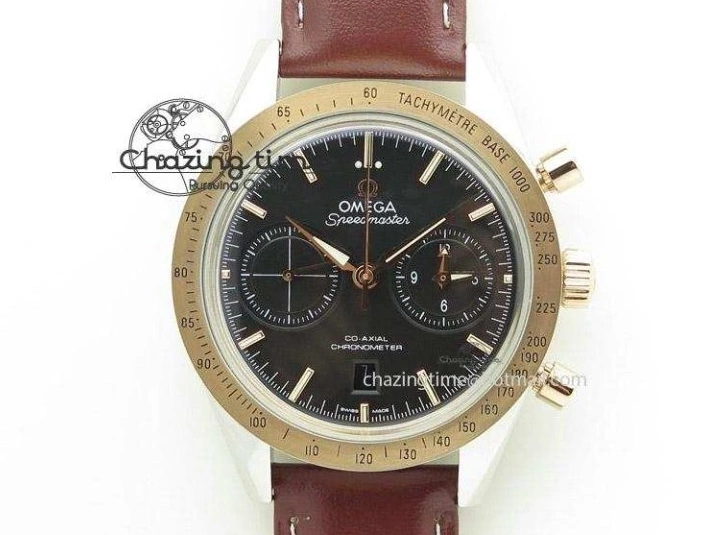 0812 De Ville Chronograph SS OMF 1:1 Best Edition Black Dial On Black Leather Strap A Fashionable 8109